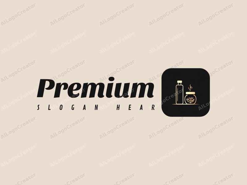 a minimalist design featuring elegant gold accents, a stylized representation of luxury food or beauty products, combined with a clean black background and a sophisticated layout.