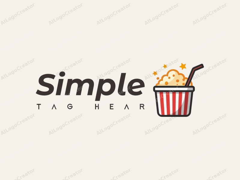 minimalist design features simple popcorn and cold drink silhouettes, combined with a clean background and a harmonious composition.