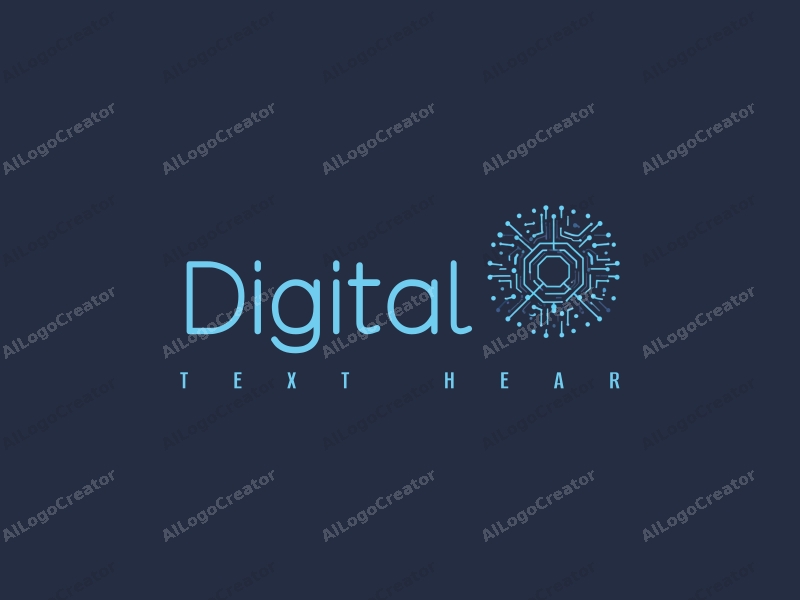 modern design features digital elements like circuit patterns, stylized network connections, and a clean background with blue and black color scheme.