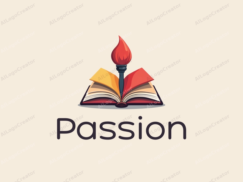 playful design features a vibrant red paintbrush and an open book, symbolizing passion and enthusiasm for art and education, combined with a clean background.