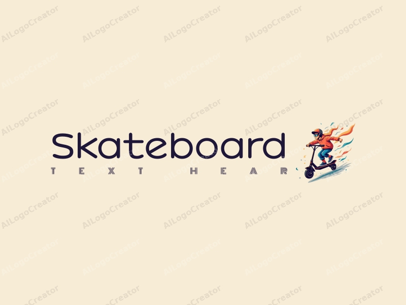 playful design features a vibrant skateboard and scooter in motion, with dynamic flying elements, combined with a clean background.