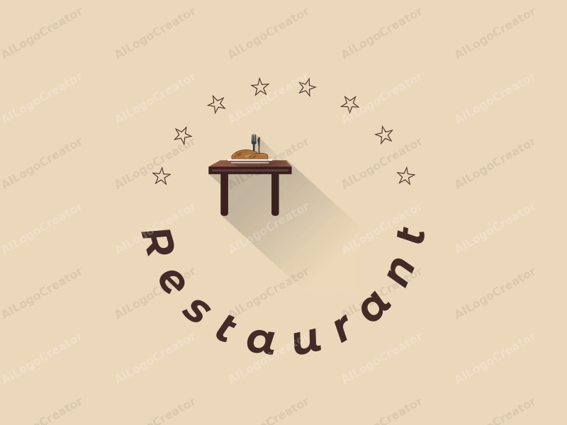 modern design features a stylized dining table with a menu, a plate, and knife and fork, combined with a clean background.