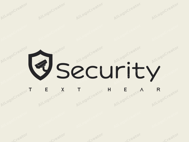 modern design features a stylized shield, a sleek surveillance camera, and an observer figure, combined with a clean background and a focus on security themes.