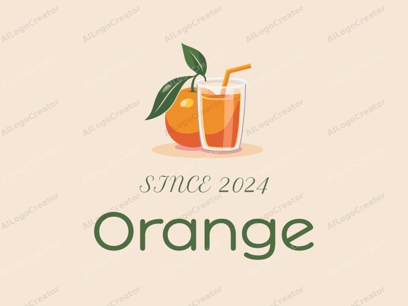 playful design features a stylized orange and a juice glass, combined with a clean background and a vibrant orange color scheme.