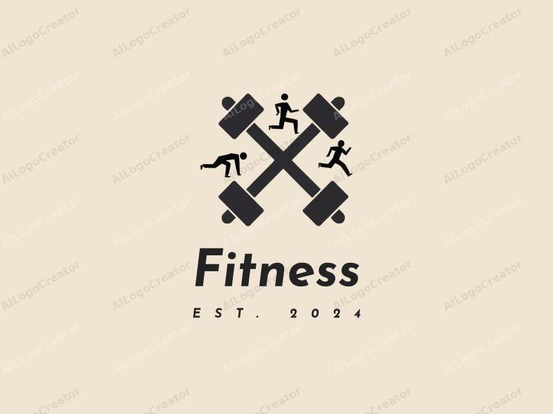 modern design features stylized dumbbells and running figures, combined with a clean background and a harmonious layout.