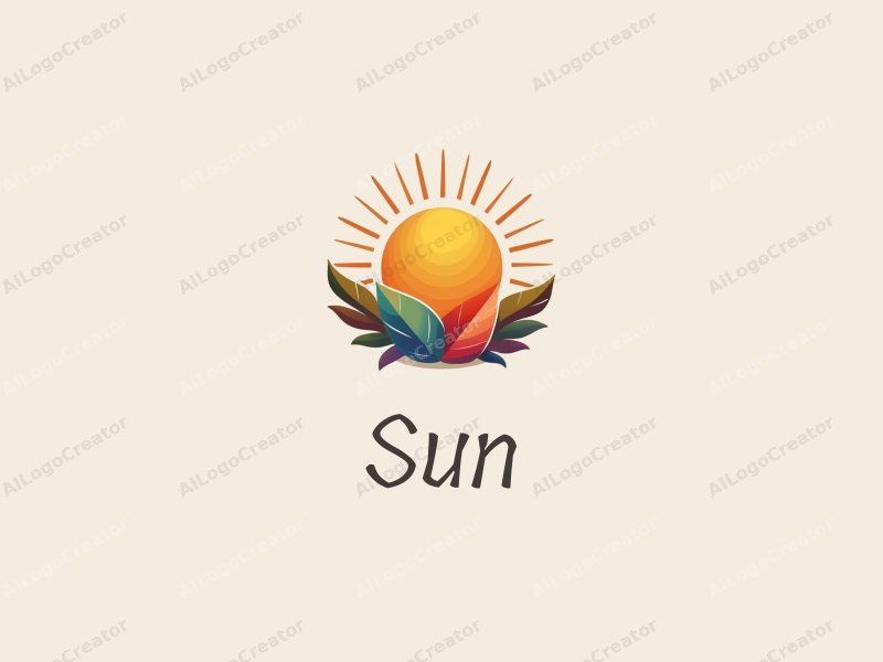 playful design features a stylized sun with rays, vibrant sunlight filtering through playful leaves, combined with a clean background.