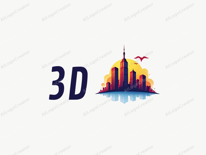 dynamic design features a colorful city skyline and outline, incorporating a modern aesthetic with clean lines and a lively background.