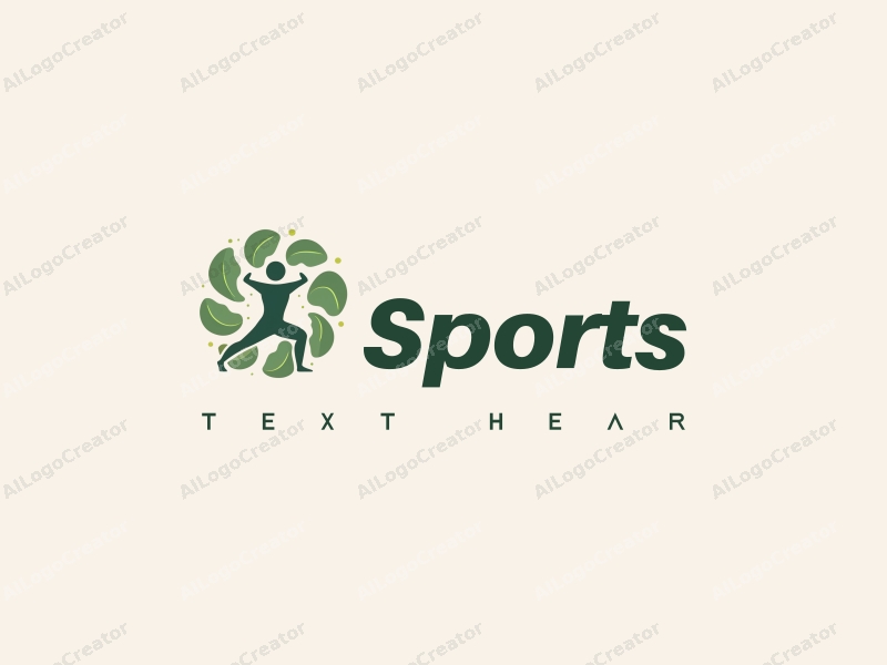 a modern design featuring dynamic shapes representing sports and fitness, incorporating elements of yoga and strength training, with a clean green color palette and a harmonious composition.