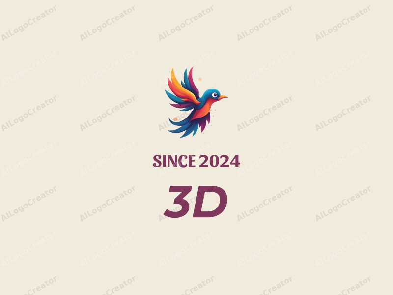 a modern design featuring a colorful 3D bird in motion with dynamic wings, incorporating a playful and vibrant aesthetic against a clean background.