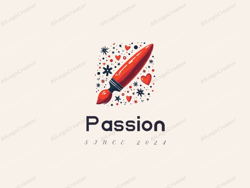 playful design features a vibrant red paintbrush and whimsical doodles, combined with a clean background to evoke passion and enthusiasm in the fields of art and education.