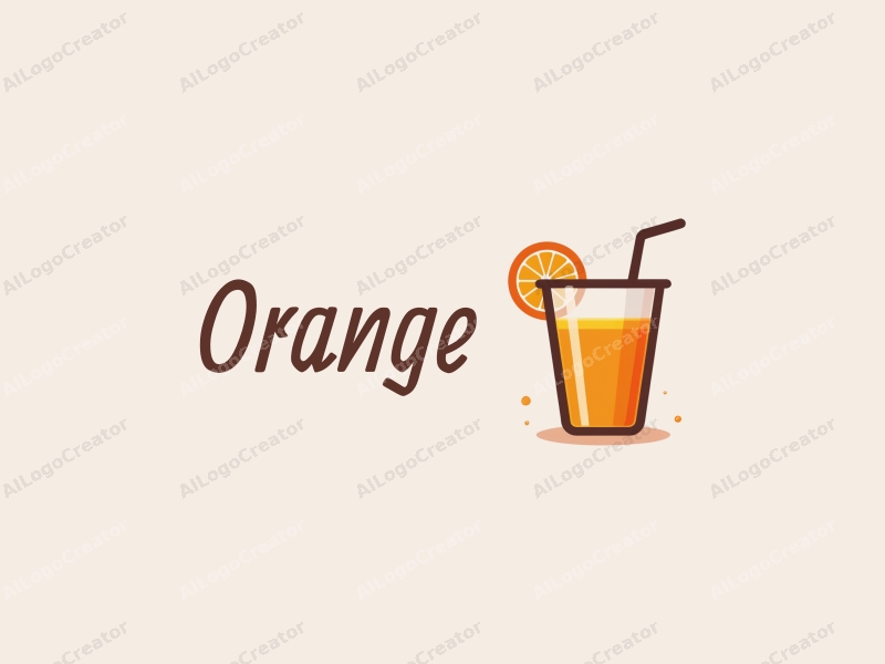 playful design features a vibrant orange, a stylized juice cup, and a slice of orange, combined with a clean background.