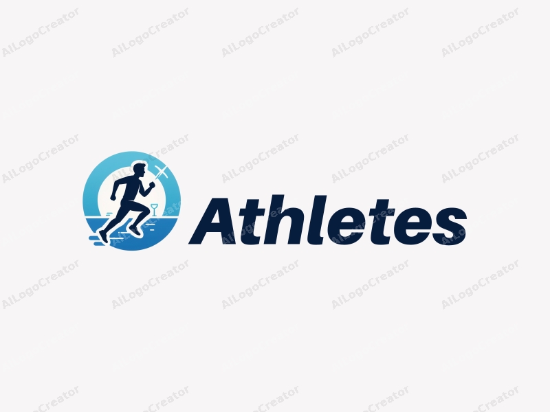 modern design features a stylized runner in motion, a trophy symbolizing victory, and a clean background with blue accents.