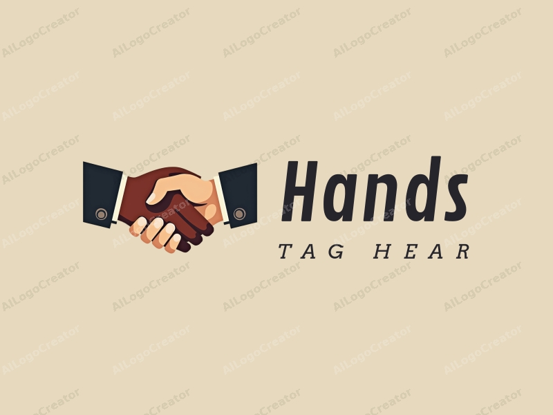 modern design features stylized hands holding each other in a handshake, combined with artistic elements, set against a clean background.