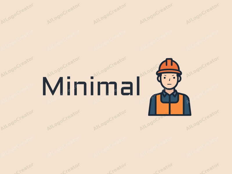 minimalist design features a stylized worker wearing a safety belt, combined with a tag style approach, set against a clean background.