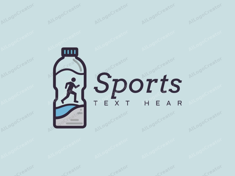 modern design features a dynamic running figure, a stylized water bottle, and a clean background combined with a harmonious composition.