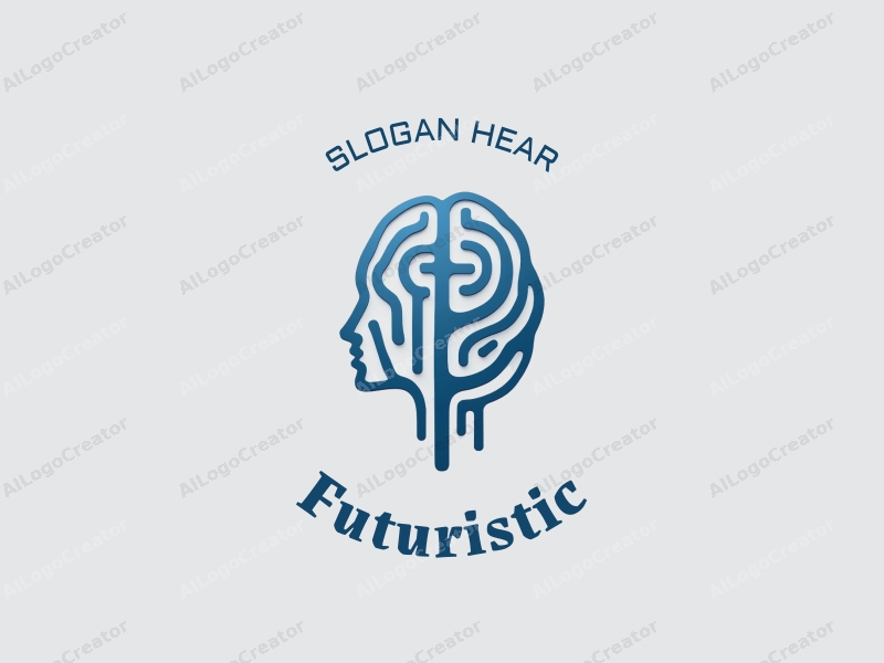 a modern design featuring a stylized human figure intertwined with brainwave patterns, utilizing silver and blue colors, combined with a clean background and a focus on innovation and futurism.