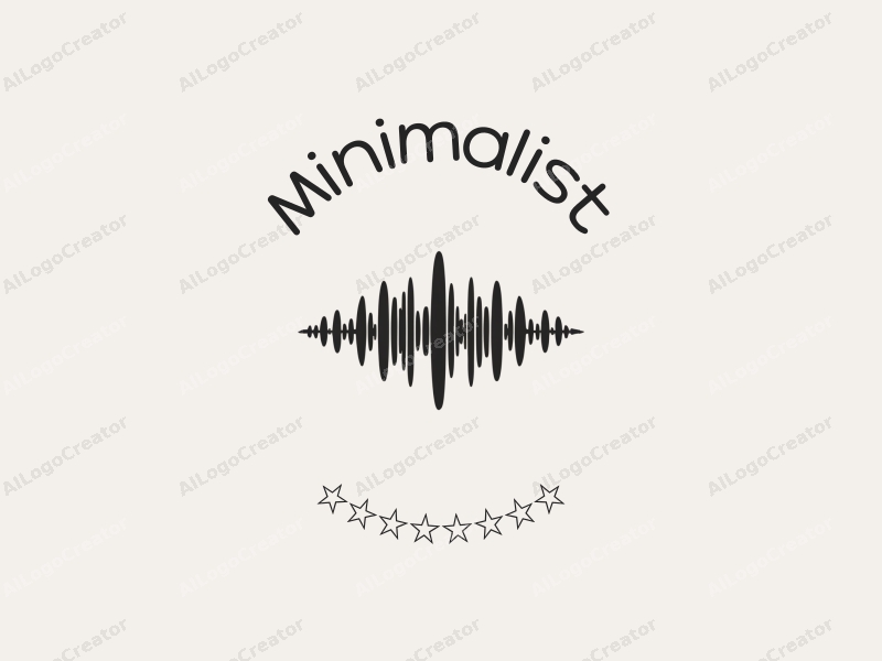 minimalist design features sound waves and a stylized tuning console, combined with simple lines and a clean black and white background.