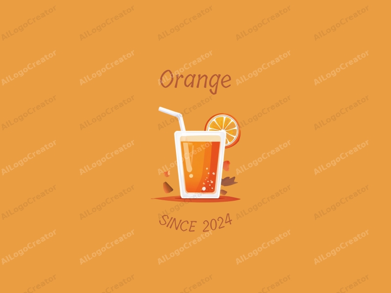 playful design features a stylized orange and a juice glass, combined with a clean background and a vibrant orange color scheme.