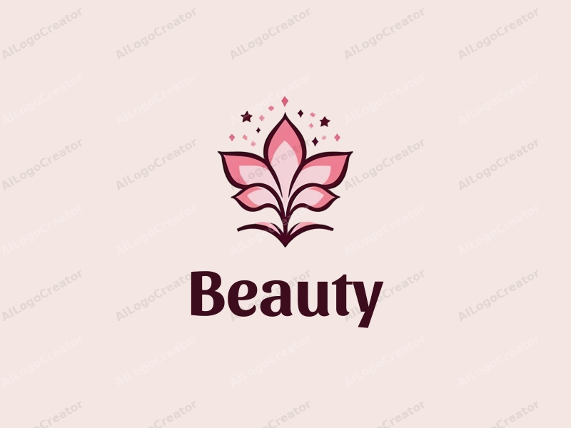 a modern design featuring elements of beauty and makeup, incorporating petals and stars, with a clean background and a harmonious composition.