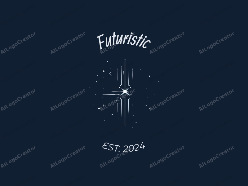 a modern minimalist design featuring circuit patterns intertwined with a starry sky, using silver and blue colors to evoke a sense of future and innovation, combined with a clean background.