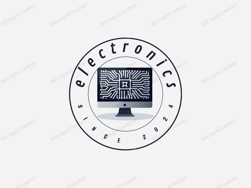 modern design features sleek electronic devices, a stylized computer silhouette, and intricate circuit patterns combined with a clean silver background.