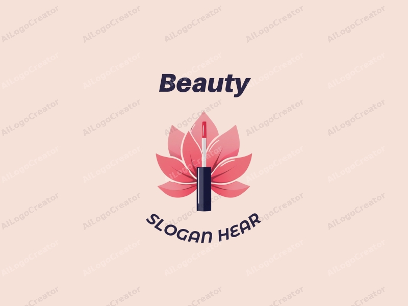 modern design features elegant petals and a stylized lip gloss tube, combined with a clean background and a harmonious composition.