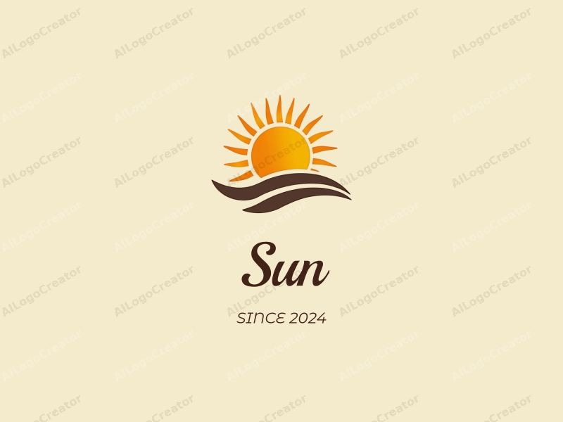 natural design features a stylized sun with radiant beams, combined with a clean background.