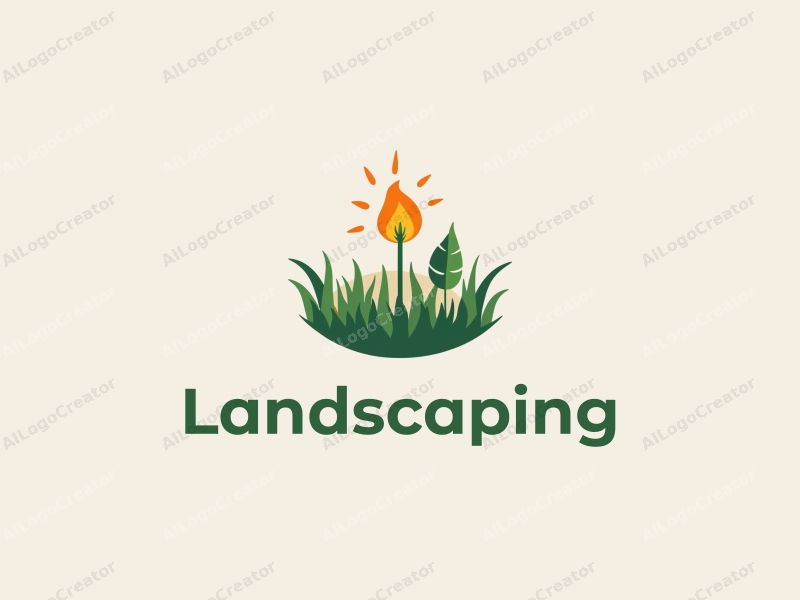 modern design features a stylized lawn and garden with a spark and seedling, combined with a clean background.