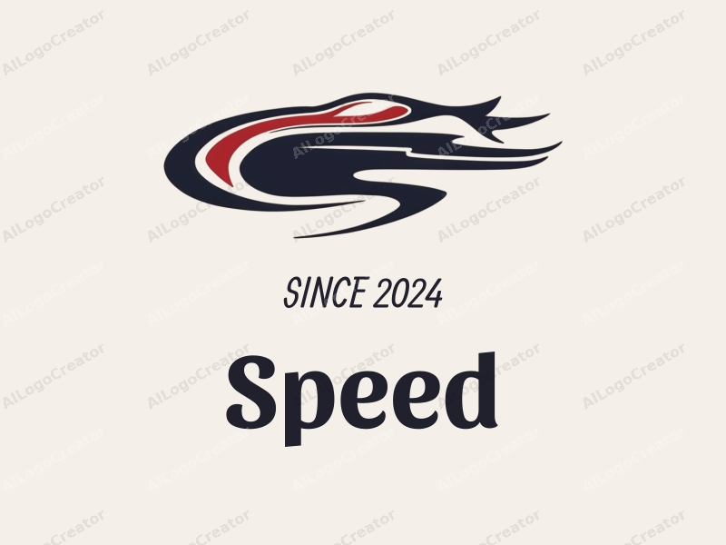 a modern design featuring dynamic lines representing speed, a stylized racing car silhouette, and an abstract engine shape, combined with a clean background.