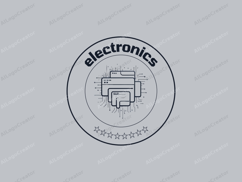 modern design features sleek electronic devices and computer elements, incorporating lines and circuit patterns with a clean silver background.