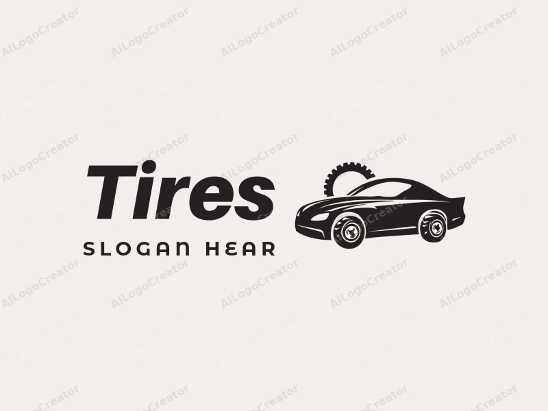 modern design features a stylized tire and lightning bolt, combined with a sleek car silhouette, set against a clean background.