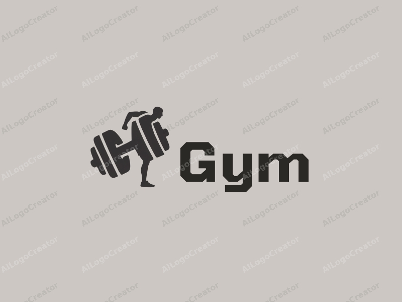 modern design features a stylized dumbbell and a dynamic runner silhouette, combined with a clean background and a harmonious layout.