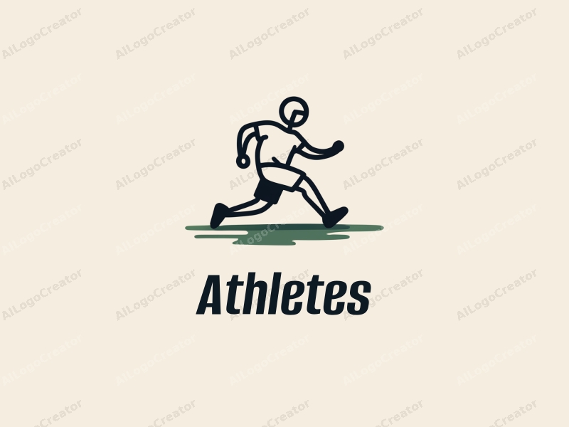 modern design features a dynamic athlete in motion, a stylized representation of a player on a sports field, combined with a clean background and a focus on simplicity and abstraction.