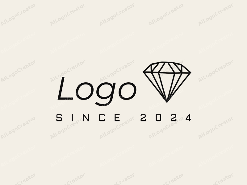 minimalist design features elegant jewelry shapes, a stylized modern emblem, and a clean background combined with a sophisticated aesthetic.