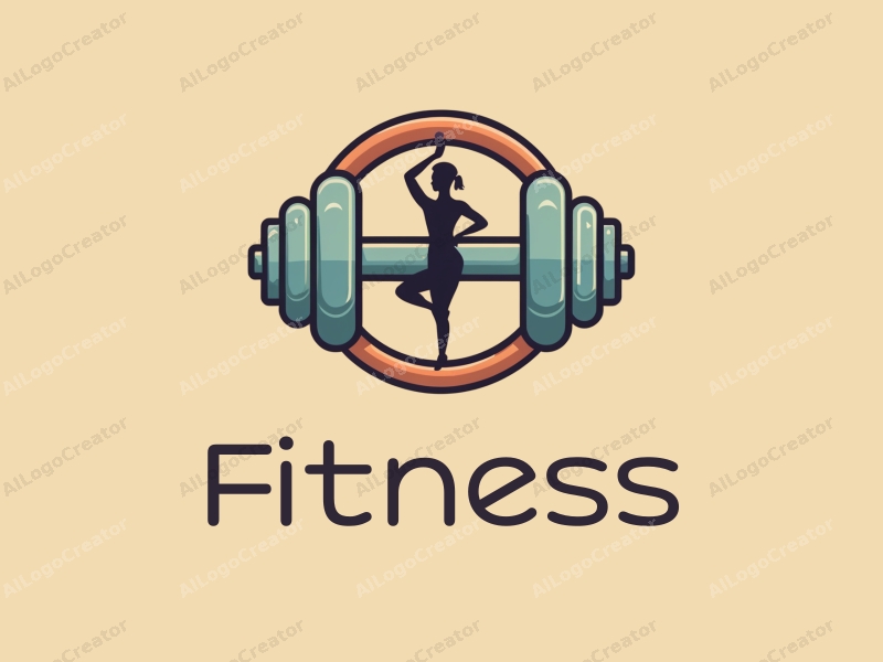 a modern design featuring stylized dumbbells and yoga poses, combined with a clean background and a harmonious layout.