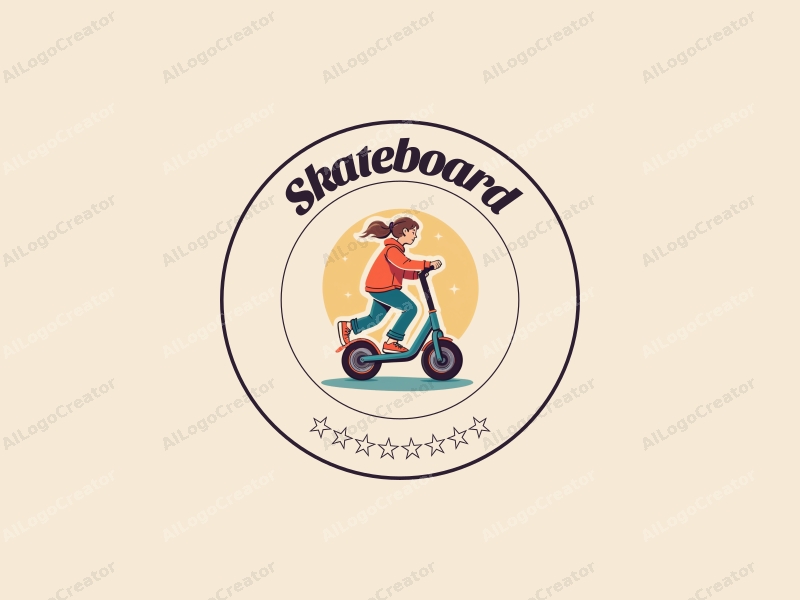 playful design features a vibrant skateboard and scooter with dynamic wheels, combined with a clean background and a sense of movement.