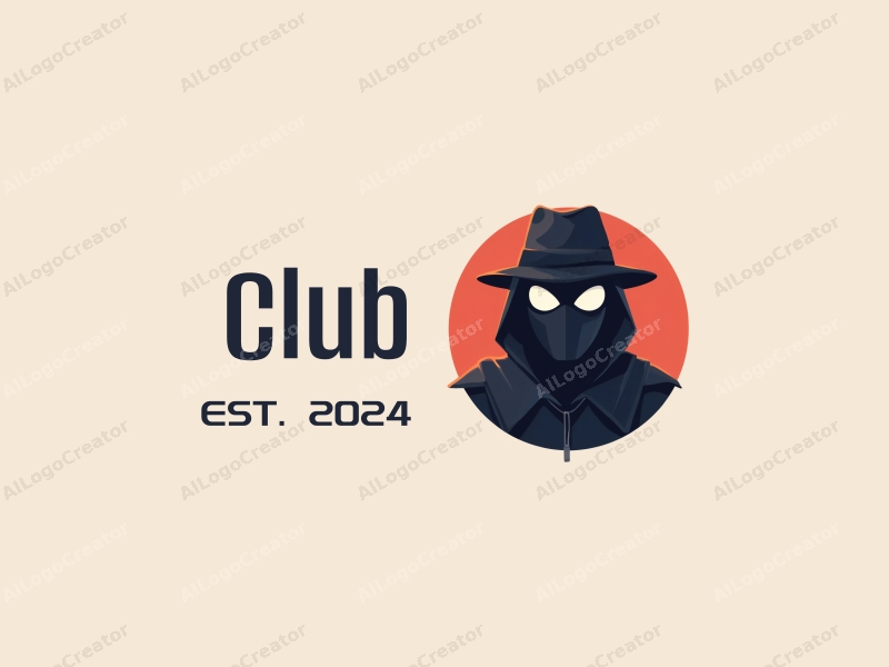 modern design features a stylized club scene with social elements, incorporating a thief silhouette wearing a mask, combined with a clean background.