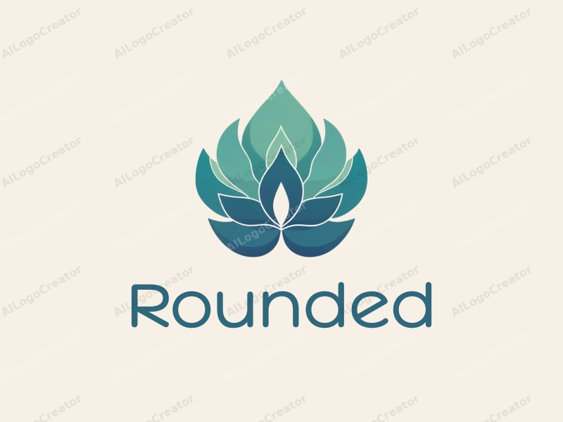 geometric design features circular shapes and curves, stylized petals and ripples, combined with a clean background in blue and green colors.