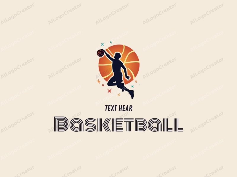 playful design features a dynamic basketball silhouette, an athlete in mid-dunk, and cheering elements combined with a clean background.