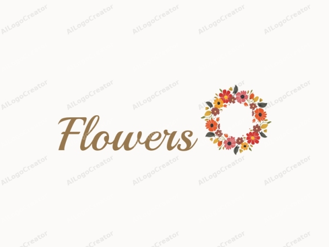 playful design features vibrant flowers and petals arranged in a circular wreath, complemented by playful leaves, all set against a clean background.