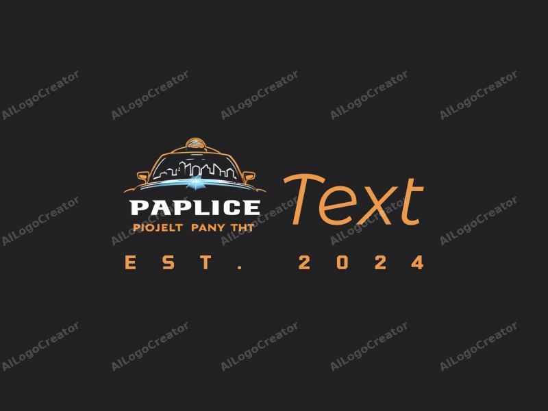 modern design features bold text and a sleek font, combined with a stylized skyline and a minimalist police car silhouette, set against a clean black background.