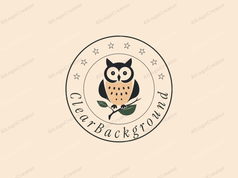 minimalist design features a stylized owl perched on a leaf, embodying a sense of adventure, combined with a clean and transparent background.