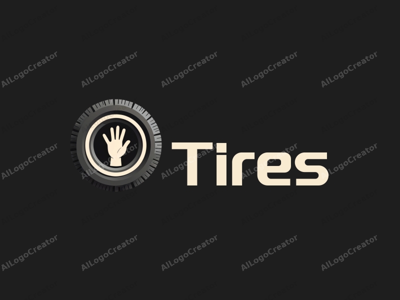 a modern design featuring a stylized tire and a baby hand, combined with a clean black background, emphasizing simplicity and harmony.