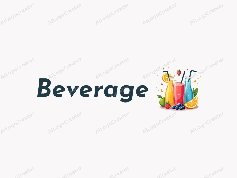 a modern design featuring vibrant juice and sparkling water elements, incorporating a playful and colorful approach combined with a clean background.