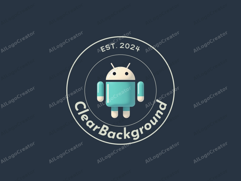 minimalist design features a clear background, a stylized Android figure, and a toolbox, combined with a clean and transparent aesthetic.