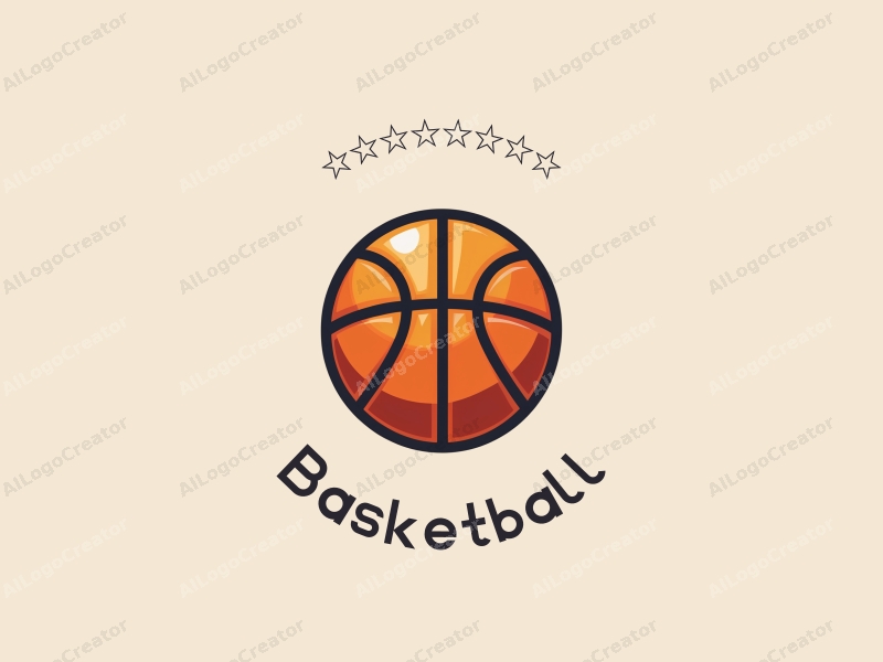 playful design features a stylized basketball, an athlete in motion, and elements of laughter combined with a clean background.