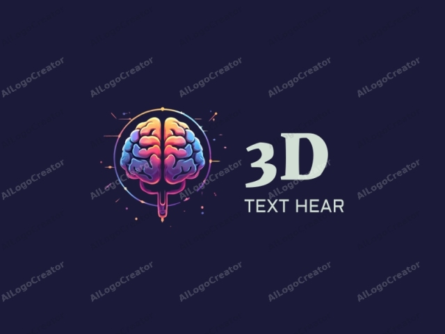 3D要素とビジュアルエフェクトを取り入れたモダンなサイファイデザインで、未来技術とスタイライズされた人間の脳を組み合わせ、クリーンな背景に対して鮮やかなマルチカラーパレットを使用します。