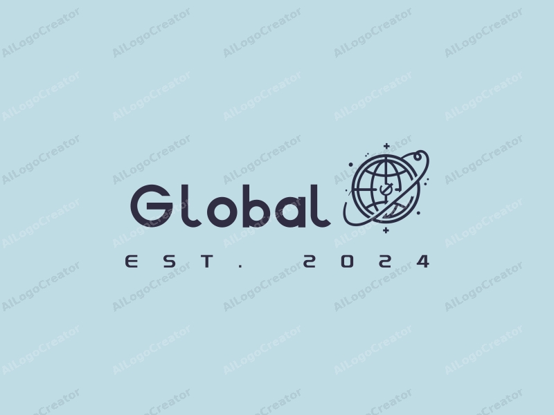 modern design features a stylized globe intertwined with a network and grid pattern, combined with a clean background.