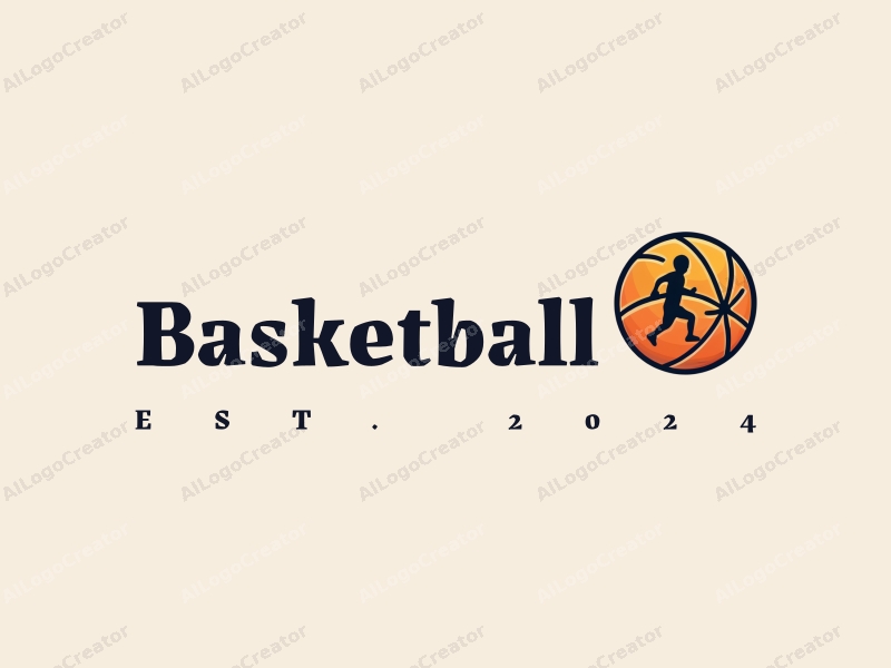 playful design features a stylized basketball and an athlete in motion, combined with a clean background.