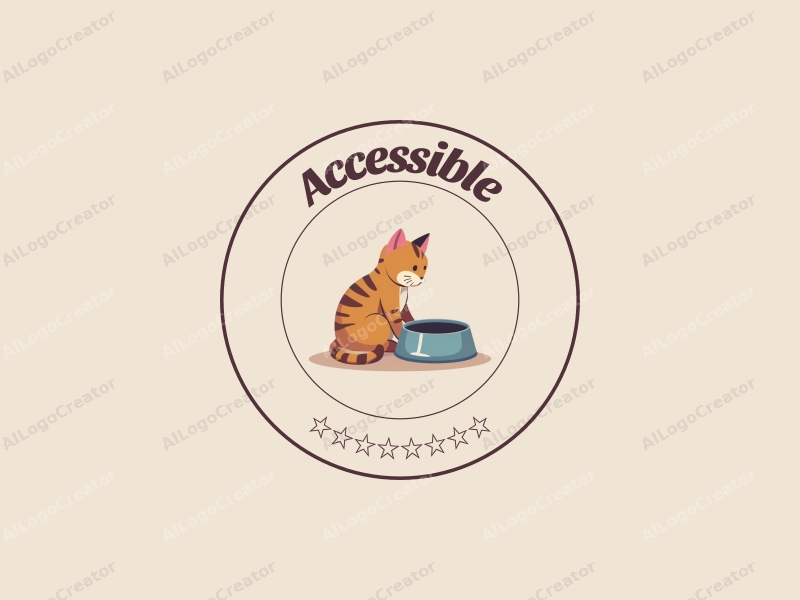 modern design features accessibility elements, a stylized cat and bowl, combined with a clean background and a focus on inclusivity.